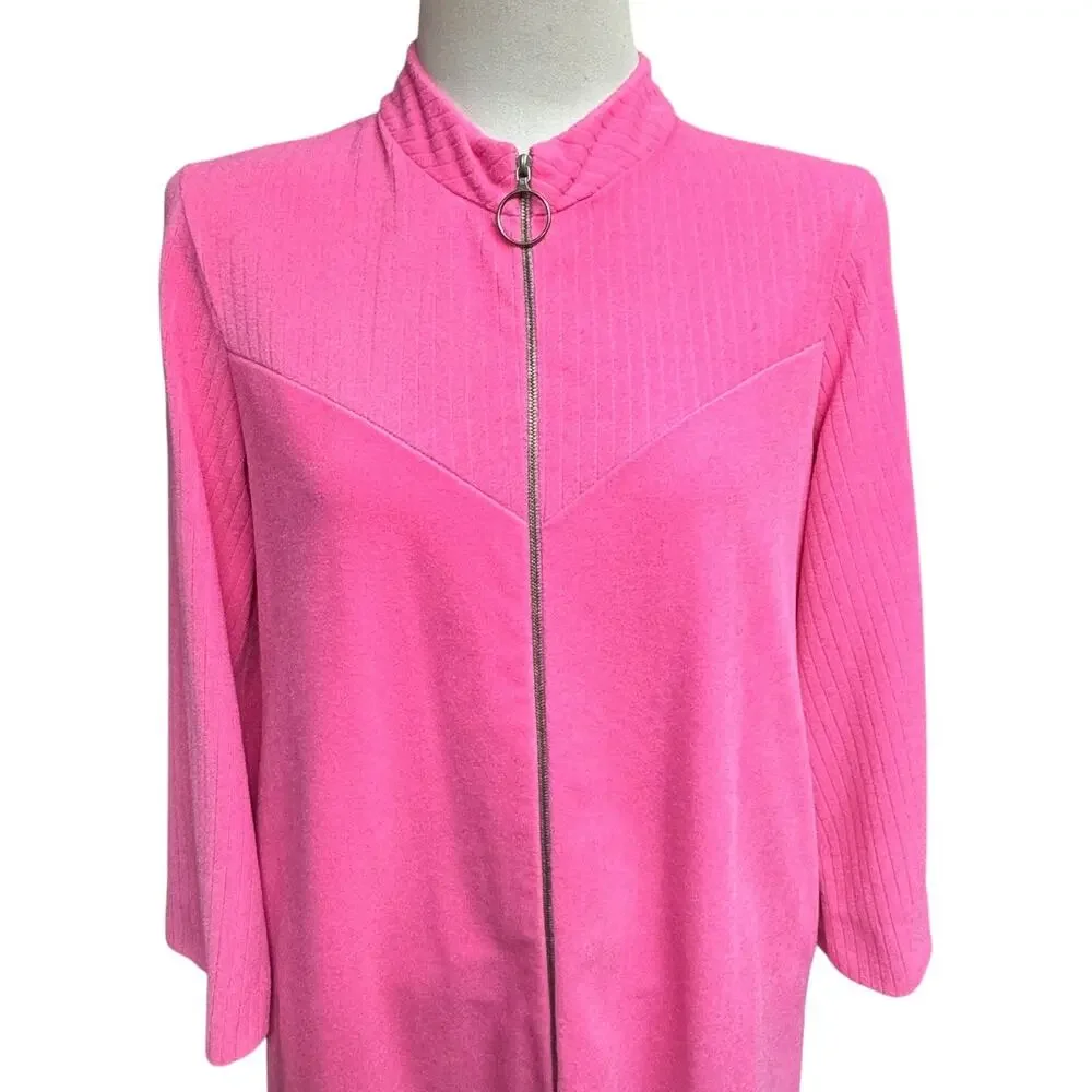 Vintage Vassarette Half Zip Full Length Robe Pink 12